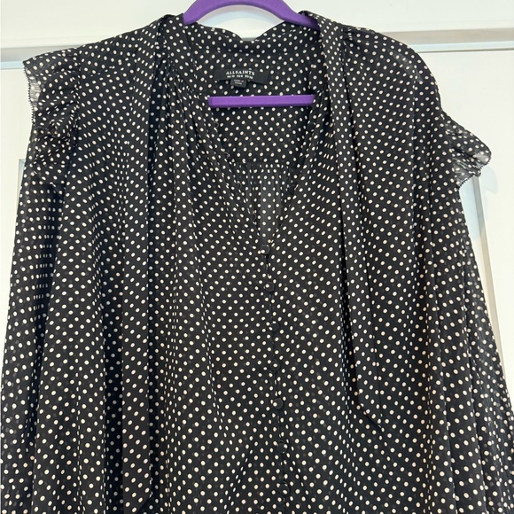 All Saints Black and White Polka Dot Blouse - Picture 5 of 8